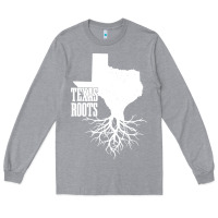 Heather Grey texas roots vintage usa Long Sleeve Tee - artisFamous