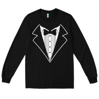 Black fake tux tuxedo suit tie Long Sleeve Tee - artisFamous