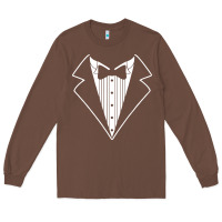Chestnut fake tux tuxedo suit tie Long Sleeve Tee - artisFamous