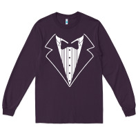 Plum fake tux tuxedo suit tie Long Sleeve Tee - artisFamous