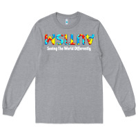 Heather Grey autism seeing the world differently Long Sleeve Tee - artisFamous