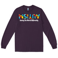 Plum autism seeing the world differently Long Sleeve Tee - artisFamous