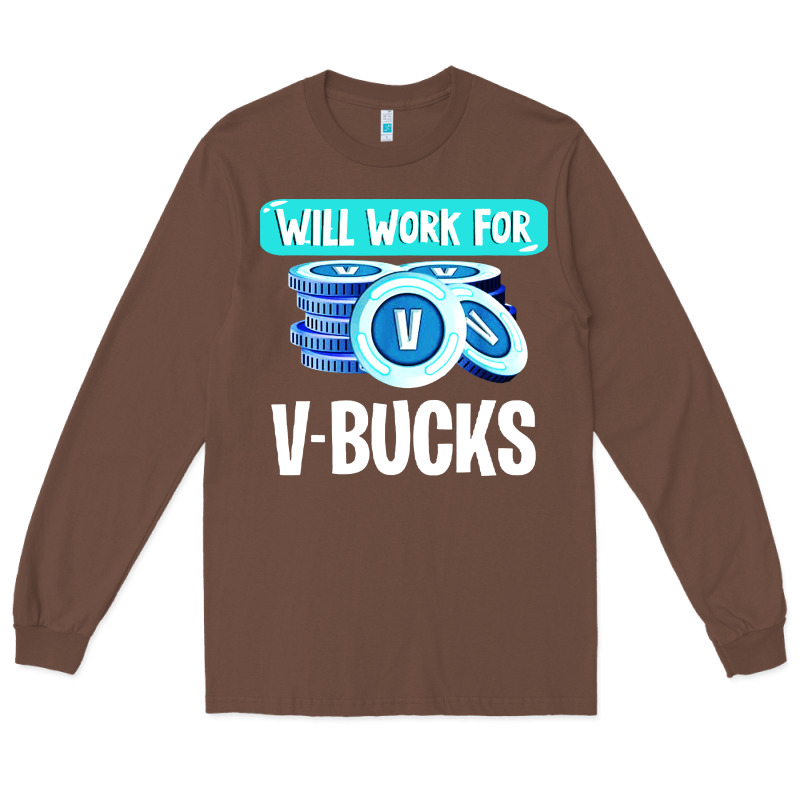 Will Work For V Bucks Youth Gamer Long Sleeve Tee by artisFamous | Teevron