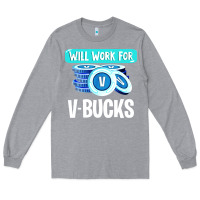 Heather Grey will work for v bucks youth gamer Long Sleeve Tee - artisFamous