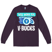 Plum will work for v bucks youth gamer Long Sleeve Tee - artisFamous