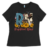 Black rn registered nurse Ladies Tee - FaDigitalArtStudio