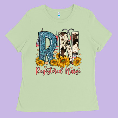 Rn Registered Nurse Ladies Tee Designed By Fadigitalartstudio