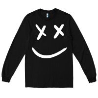 Black x eyed smiley face x eyes smiling Long Sleeve Tee - artisFamous