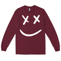 Burgundy x eyed smiley face x eyes smiling Long Sleeve Tee - artisFamous