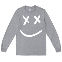 Heather Grey x eyed smiley face x eyes smiling Long Sleeve Tee - artisFamous