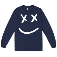 Navy x eyed smiley face x eyes smiling Long Sleeve Tee - artisFamous