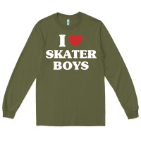Army Green i love skater boys Long Sleeve Tee - artisFamous