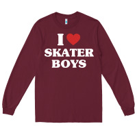 Burgundy i love skater boys Long Sleeve Tee - artisFamous