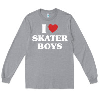 Heather Grey i love skater boys Long Sleeve Tee - artisFamous