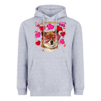 Heather Grey valentine's shiba inu Heavyweight Hoodie - RanaPortraitStore