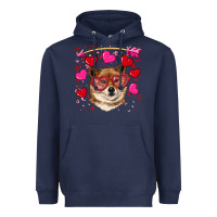 Navy valentine's shiba inu Heavyweight Hoodie - RanaPortraitStore