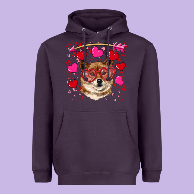 Valentine's Shiba Inu Heavyweight Hoodie Designed By Ranaportraitstore