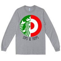Heather Grey sips and  trips Long Sleeve Tee - artisFamous