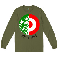 Army Green sips and  trips Long Sleeve Tee - artisFamous