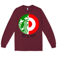 Burgundy sips and  trips Long Sleeve Tee - artisFamous