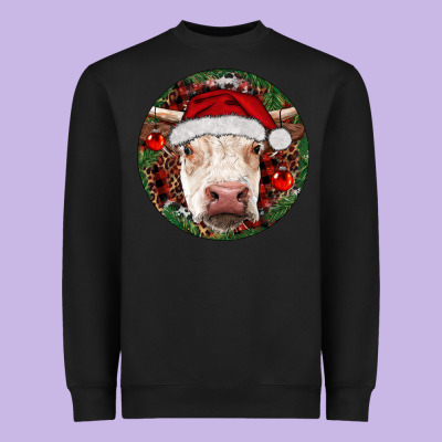 Hereford Cow Christmas Heavyweight Sweatshirt Designed By Ranaportraitstore