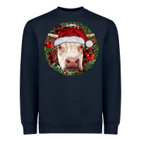 Navy Hereford Cow Christmas Heavyweight Sweatshirt - RanaPortraitStore