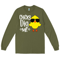 Army Green kids chick dig me Long Sleeve Tee - artisFamous