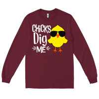 Burgundy kids chick dig me Long Sleeve Tee - artisFamous