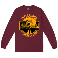 Burgundy pittsburgh pennsylvania Long Sleeve Tee - artisFamous