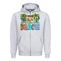 Heather Grey life is better at the beach Zipper Hoodie - RanaPortraitStore
