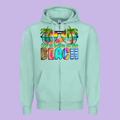 Life Is Better At The Beach Zipper Hoodie Designed By Ranaportraitstore