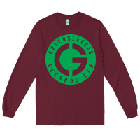 Burgundy Greensleeves Records Long Sleeve Tee - artisFamous
