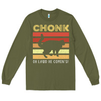 Army Green chonk cat funny cat meme cat dad cat mom Long Sleeve Tee - artisFamous