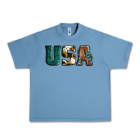 Pebble Blue usa basic bold font western Urban Heavy Tee - Jasminsmagicworld