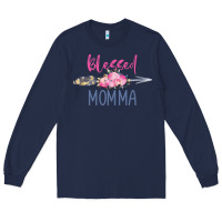 Navy blessed momma Long Sleeve Tee - artisFamous