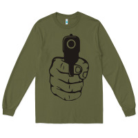Army Green hands up pistol Long Sleeve Tee - artisFamous