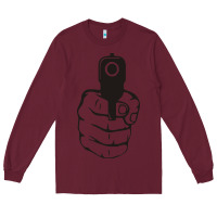 Burgundy hands up pistol Long Sleeve Tee - artisFamous