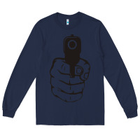 Navy hands up pistol Long Sleeve Tee - artisFamous