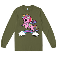 Army Green cute unicorn Long Sleeve Tee - artisFamous