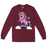 Burgundy cute unicorn Long Sleeve Tee - artisFamous