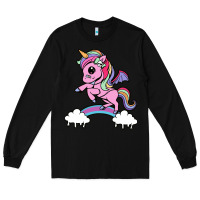 Black cute unicorn Long Sleeve Tee - artisFamous