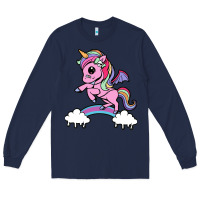 Navy cute unicorn Long Sleeve Tee - artisFamous