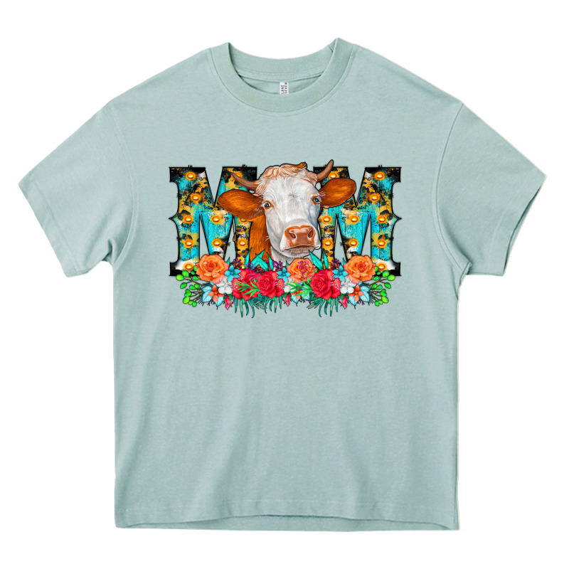 Mom Cow Flowers Heavy Core Tee by CowCowDesign | Teevron