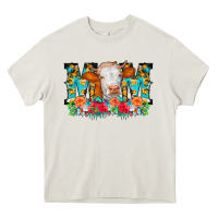 Cream Mom Cow Flowers Heavy Core Tee - CowCowDesign
