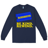 Navy blockbuster be kind rewind Long Sleeve Tee - artisFamous