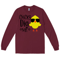 Burgundy kids chick dig me christian Long Sleeve Tee - artisFamous