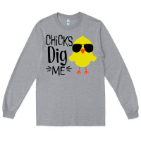 Heather Grey kids chick dig me christian Long Sleeve Tee - artisFamous