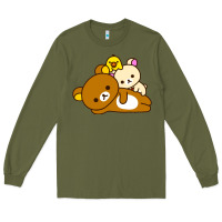 Army Green rilakkuma rila head shirt Long Sleeve Tee - artisFamous