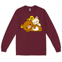 Burgundy rilakkuma rila head shirt Long Sleeve Tee - artisFamous