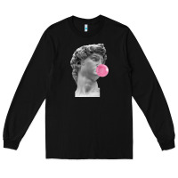 Black Vaporwave statue head with bubblegum Long Sleeve Tee - artisFamous